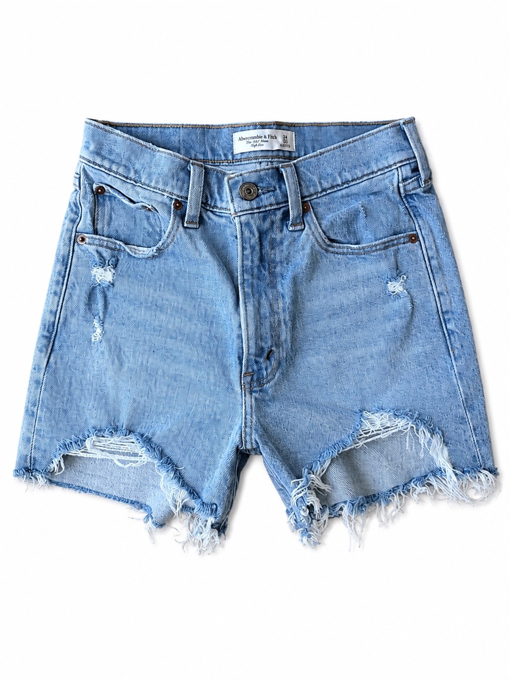 Abercrombie & Fitch Light Blue Distressed Denim Cutoff Shorts